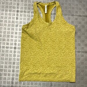 Athleta Yellow Patterned Women's athletic racerback Tank Top. Yoga Pilates etc